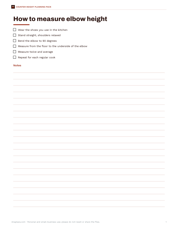Preview of Printable Elbow Height Measuring Guide